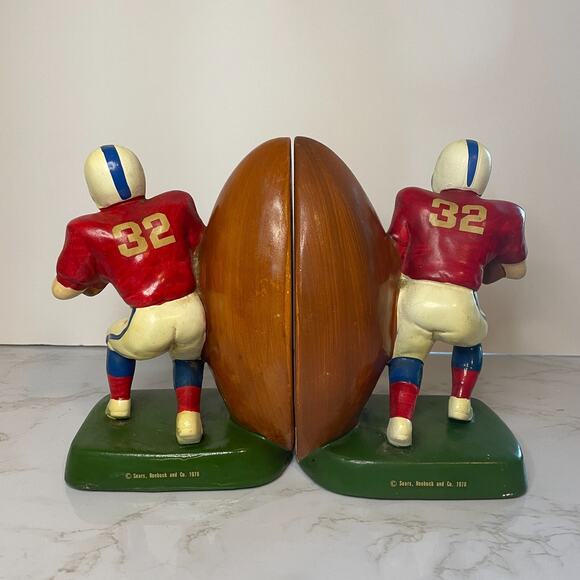 Vintage 1976 Football Player Book Ends Sears Roebuck & Co. - Picture 4 of 9
